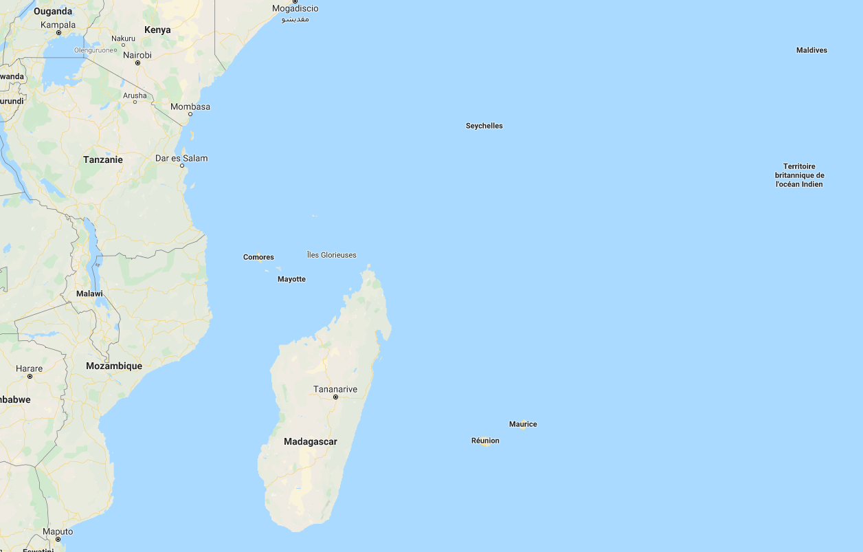 Carte des îles d'Afrique avec Madagascar, Mayotte, Les Comores, La Réunion, l'île Maurice et les Seychelles